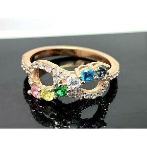 Infinity Promise Ring 10k Gold Multi Colored SZ 9